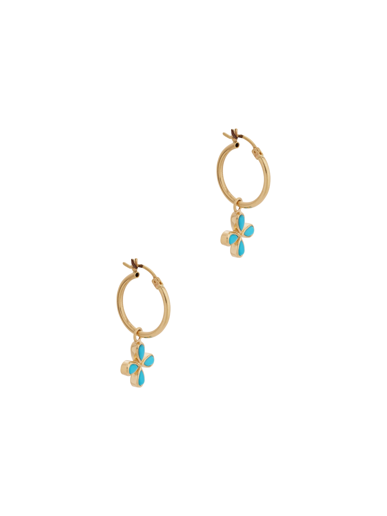 Turquoise Flower Hoop Earrings