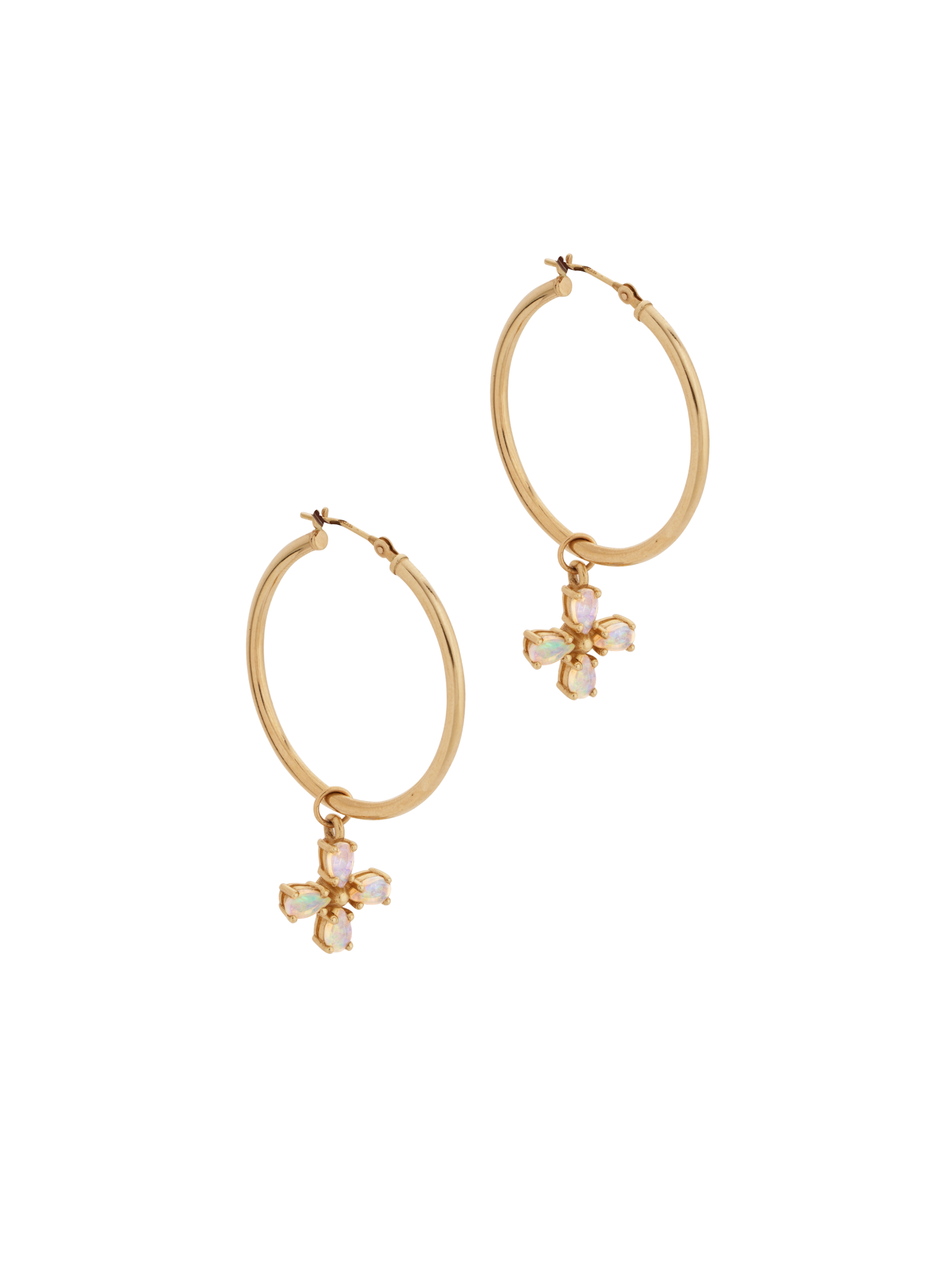 Opal pendant Gold Hoop Earrings-