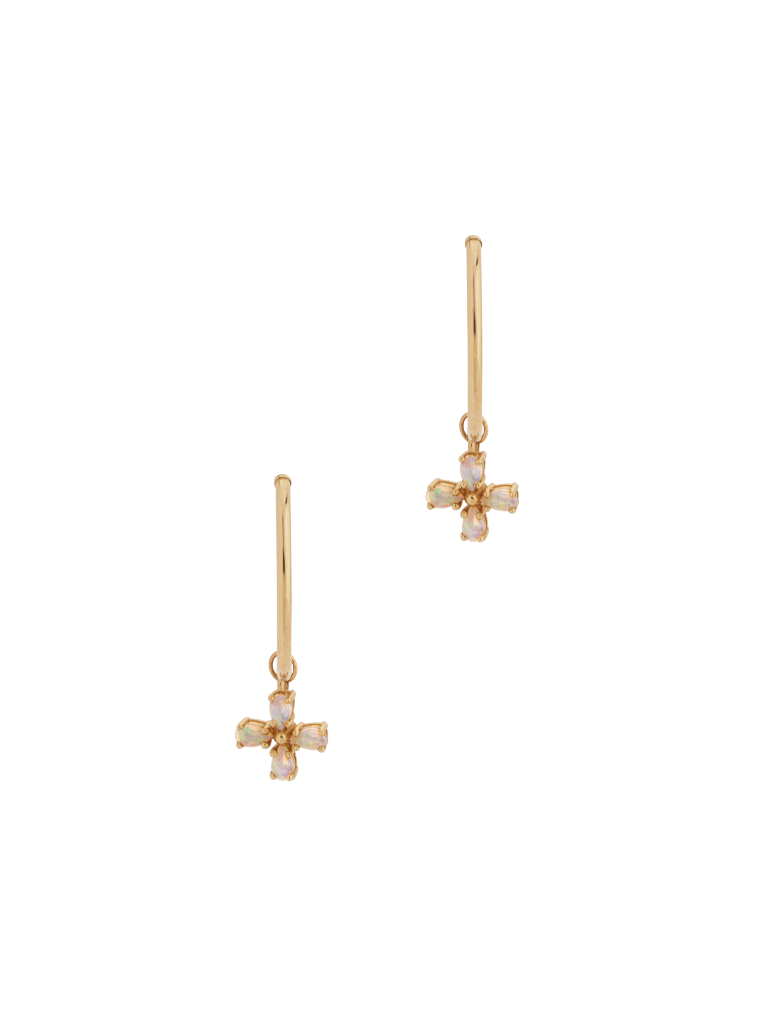 Opal pendant Gold Hoop Earrings-