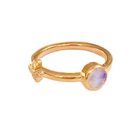 Opal Stacking Ring with Diamond flower set in 18k Rose Gold