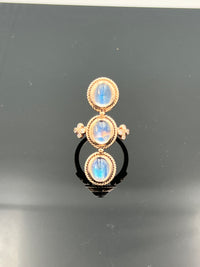 Moonstone 3 Stone Cocktail Ring set in 18K Rose Gold