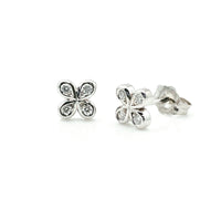 White Gold Diamond Flower Stud Earrings