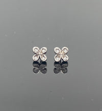White Gold Diamond Flower Stud Earrings