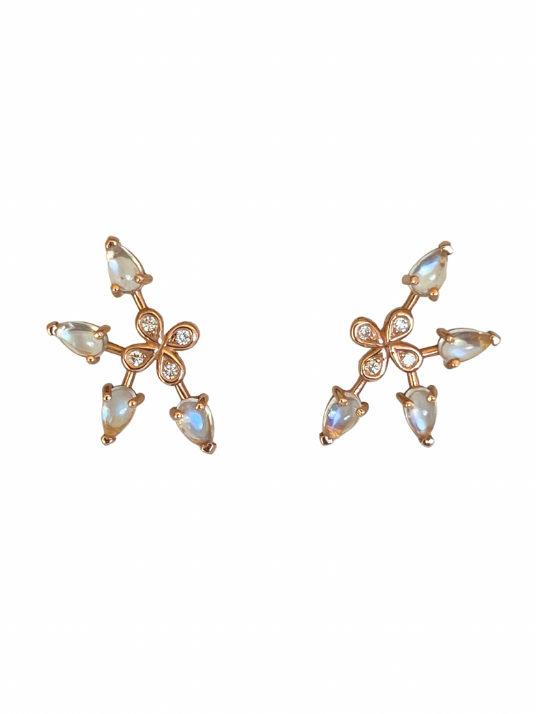 Rose Gold Moonstone Ear Climbers -