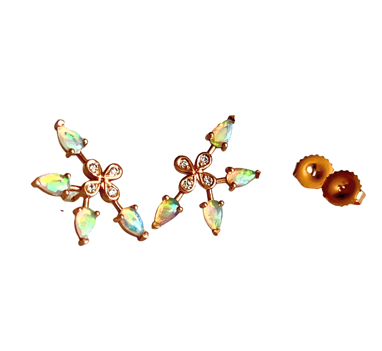 Australian Opal Ear Climbers in 18K Rose Gold