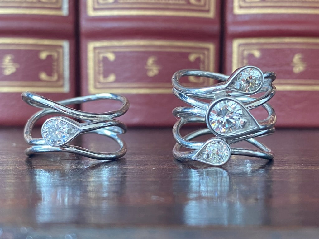 A pair of sister rings created from family heirlooms