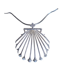 Oli and Tess Sterling Silver Shell Necklace with Diamond and Pearl Accents