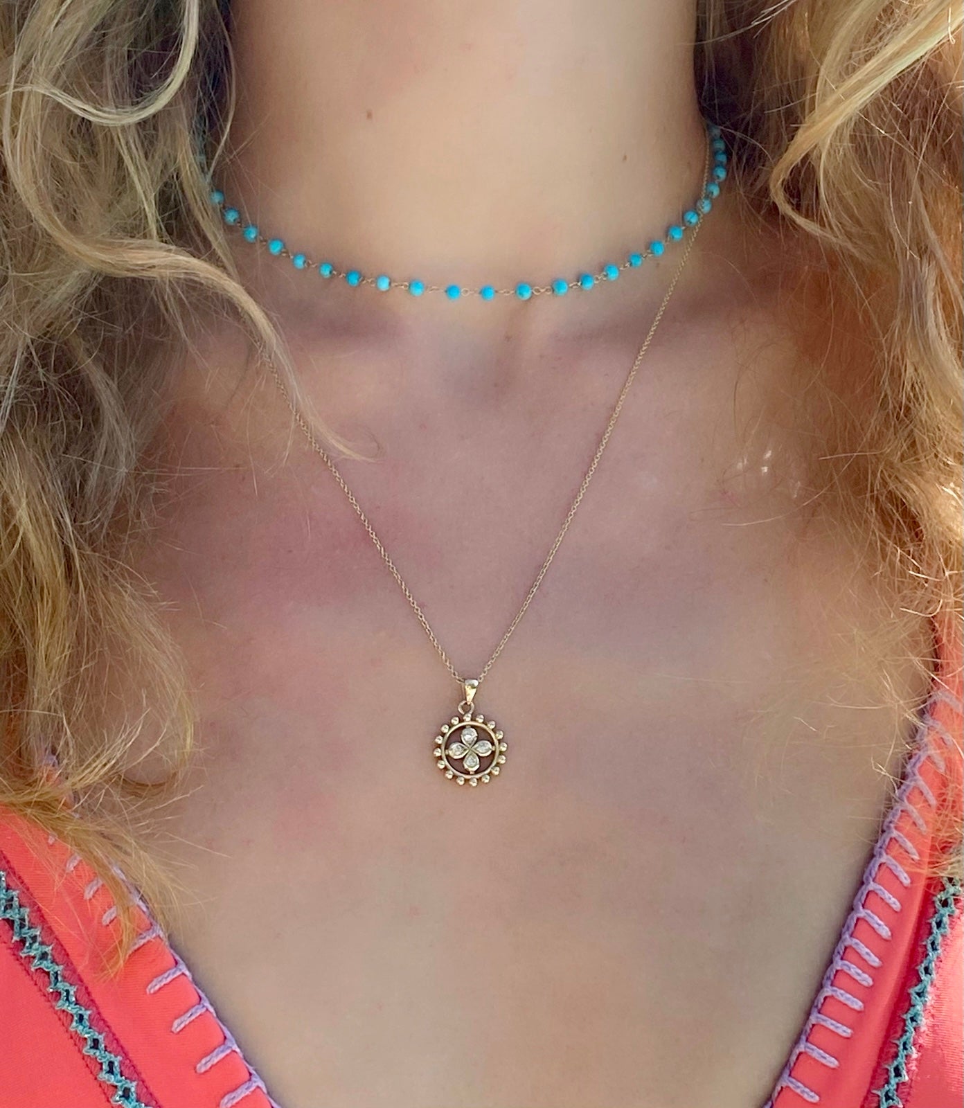 Turquoise Bead Link Chain- Back IN STOCK!