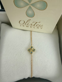 Oli and Tess floating flower bracelet- Can be customized with your birthstone