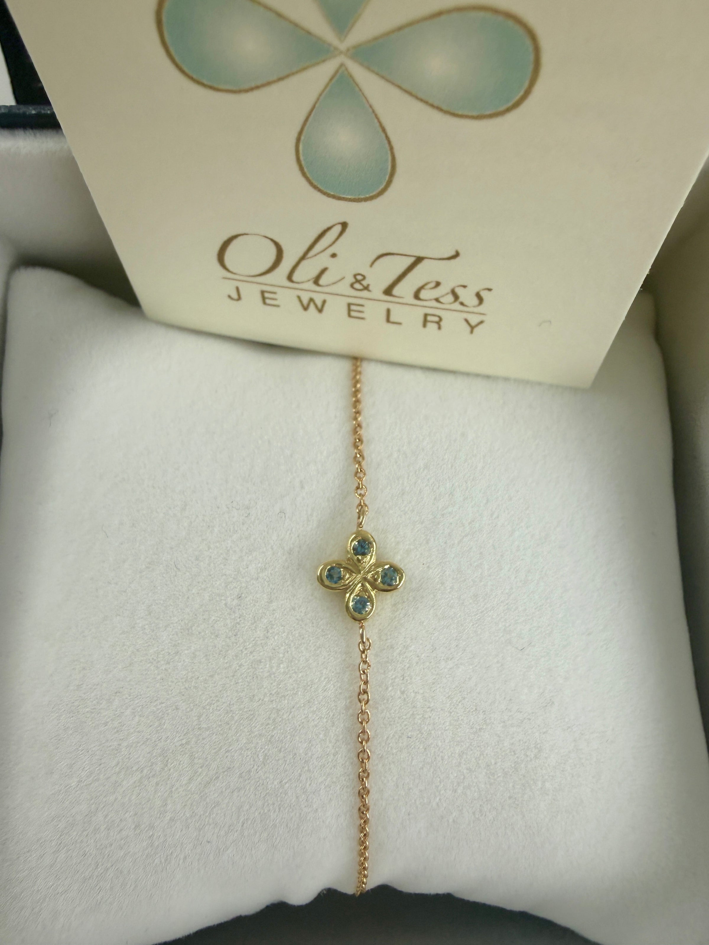 Oli and Tess floating flower bracelet- Can be customized with your birthstone
