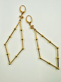 14k Gold Diamond Kite Earrings, One of a Kind, Timeless and Elegant