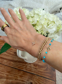 Turquoise Bead Bracelet in 18K Yellow Gold with Sleeping Beauty Tuquoise NEW!