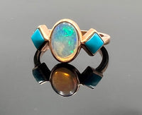 Opal and Turquoise Cocktail Ring- One of a Kind