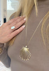 Stunning One-of-a-Kind Scallop Shell in 14K Gold with Australian Opals