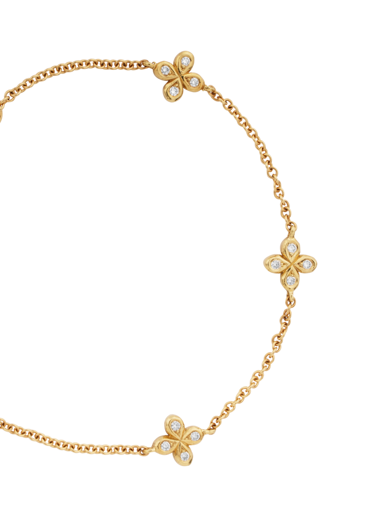 Oli and Tess diamond flower bracelet in 18k gold