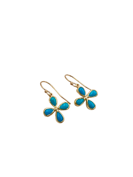 Sleeping Beauty Turquoise Flower Earrings