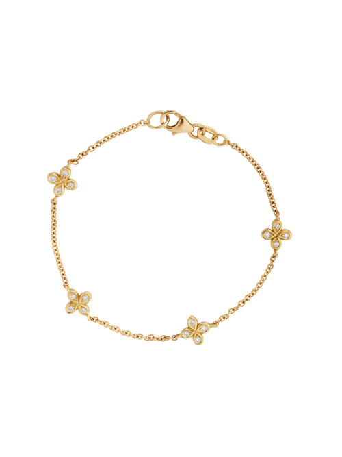 Oli and Tess diamond flower bracelet in 18k gold