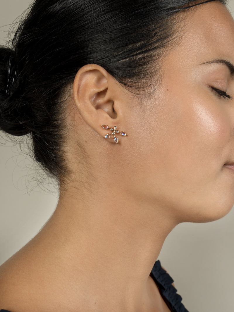 Rose Gold Moonstone Ear Climbers