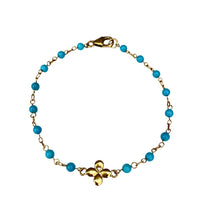 Turquoise Bead Bracelet in 18K Yellow Gold with Sleeping Beauty Tuquoise NEW!