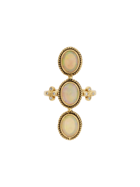 Opal and Diamond stacking ring set in 18k rose gold