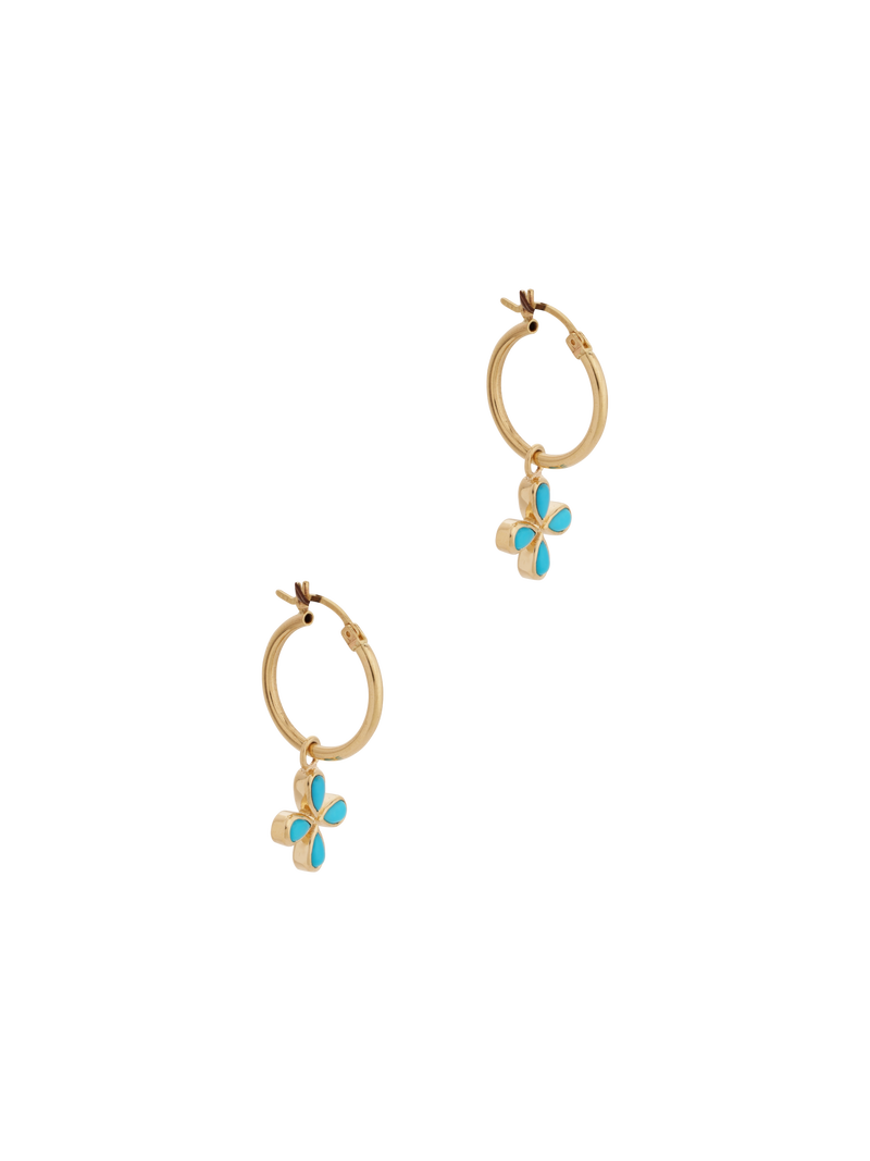 Turquoise Flower Hoop Earrings