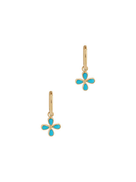 Turquoise Flower Hoop Earrings