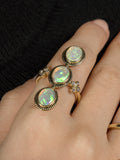 Three Stone Opal and Diamond Cocktail Ring-  One of a Kind