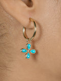 Turquoise Flower Hoop Earrings