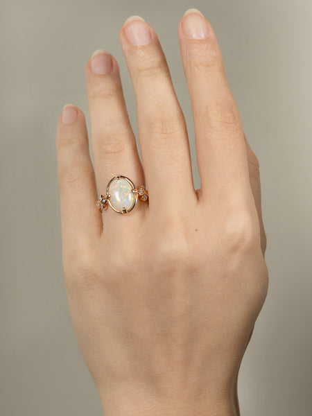 Oli and Tess Logo Ring Yellow with Signature Oli and Tess diamond flower. Great Stacking Ring!- IN STOCK