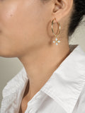 Opal pendant Gold Hoop Earrings-