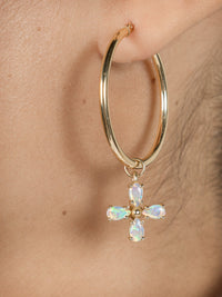 Opal pendant Gold Hoop Earrings-