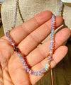 One-of-a-Kind Opal Bead Necklace. Hand Beaded on Silk Thread