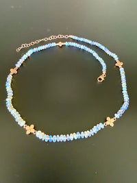 One-of-a-Kind Opal Bead Necklace. Hand Beaded on Silk Thread