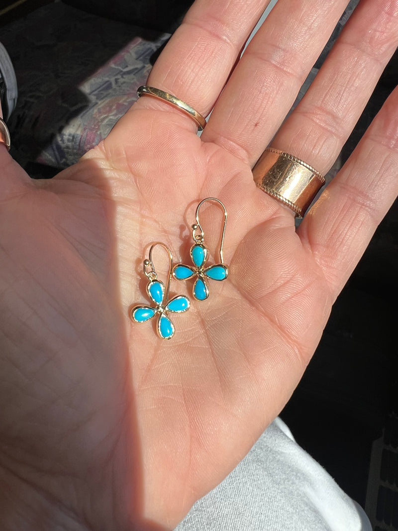 Sleeping Beauty Turquoise Flower Earrings