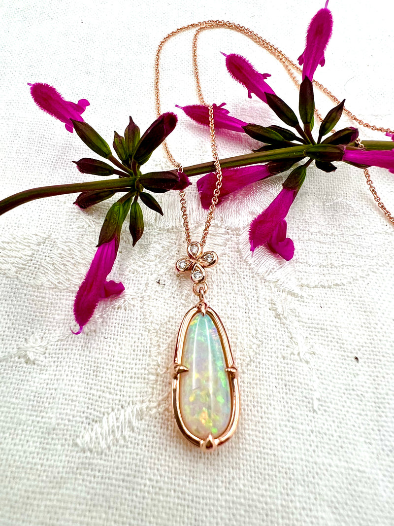 Elongated Australian Opal Pendant- One of a Kind