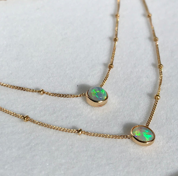 Bright Australian Opal Solitaire Necklace