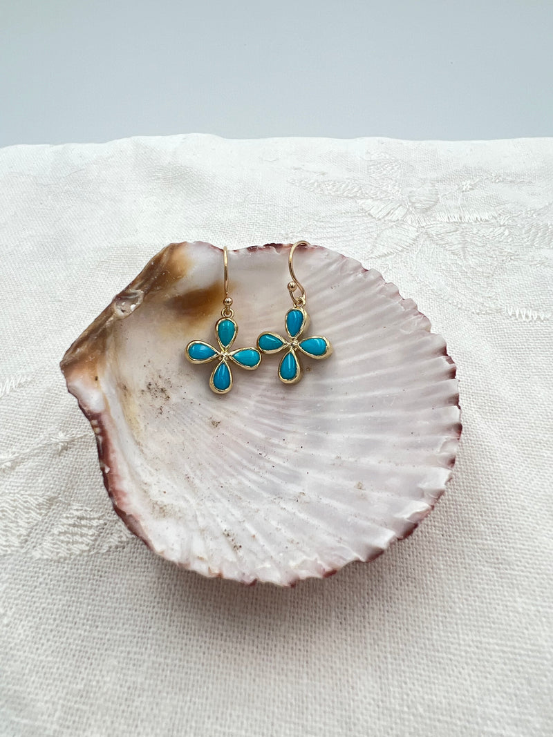 Sleeping Beauty Turquoise Flower Earrings