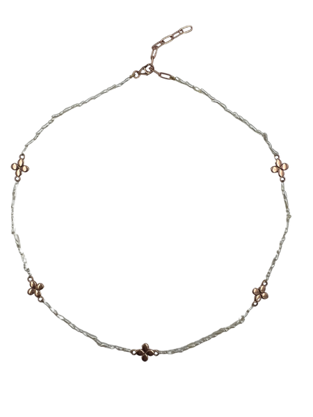Dainty Opal and Diamond Choker Necklace set in 18k with Diamond accents
