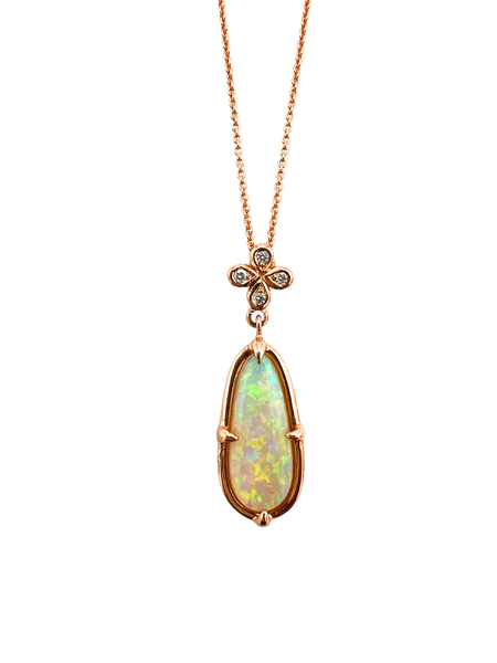 Elongated Australian Opal Pendant- One of a Kind