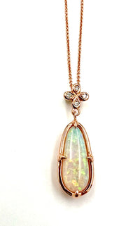 Elongated Australian Opal Pendant- One of a Kind