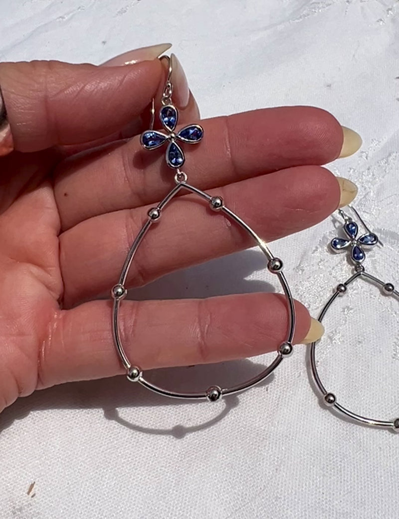 Sapphire Ball Hoop Earrings