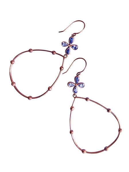 Tanzanite Hoop Earrings in Rose Gold- Made to Order, Can be Customized!