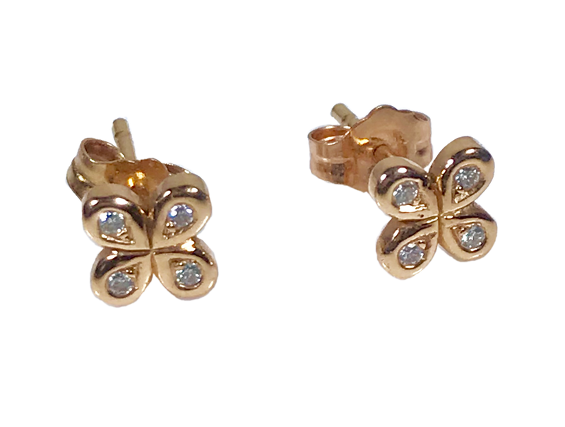 18k Gold Oli and Tess Flower Stud Earrings- In stock - 