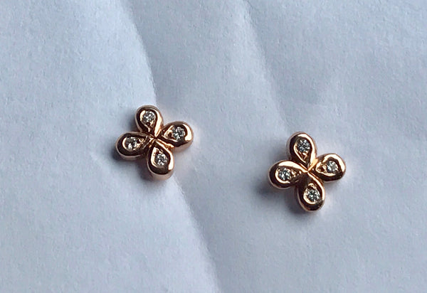 18k Gold Oli and Tess Flower Stud Earrings- In stock - 