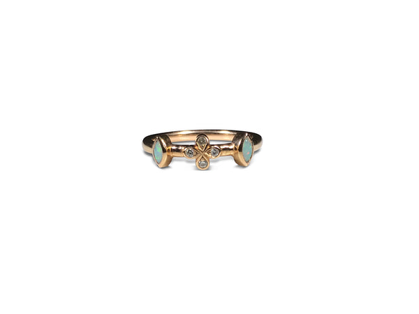 Opal and Diamond stacking ring set in 18k rose gold- made to order