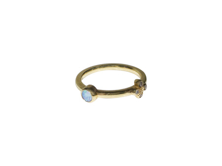 Australian Opal and Diamond Flower Ring