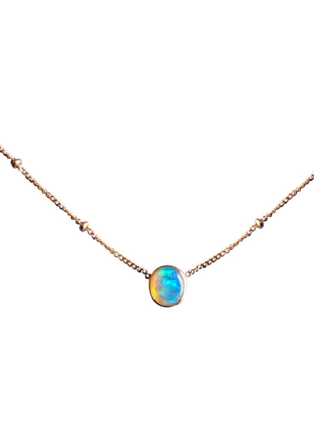 One-of-a-Kind Opal pendant necklace with seed pearls and sleeping beauty turquoise
