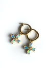 Opal Flower Hoop Earrings