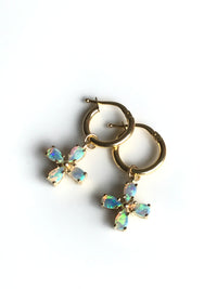 Opal Flower Hoop Earrings