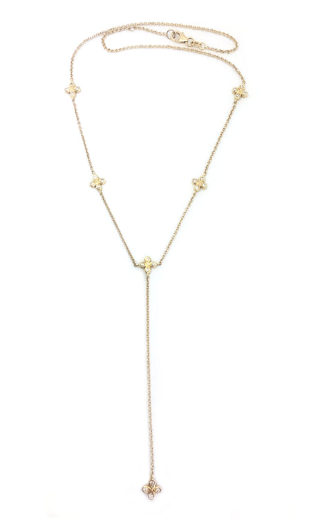 Antique inspired 18k rose gold 3 Stone Lariat available for special order